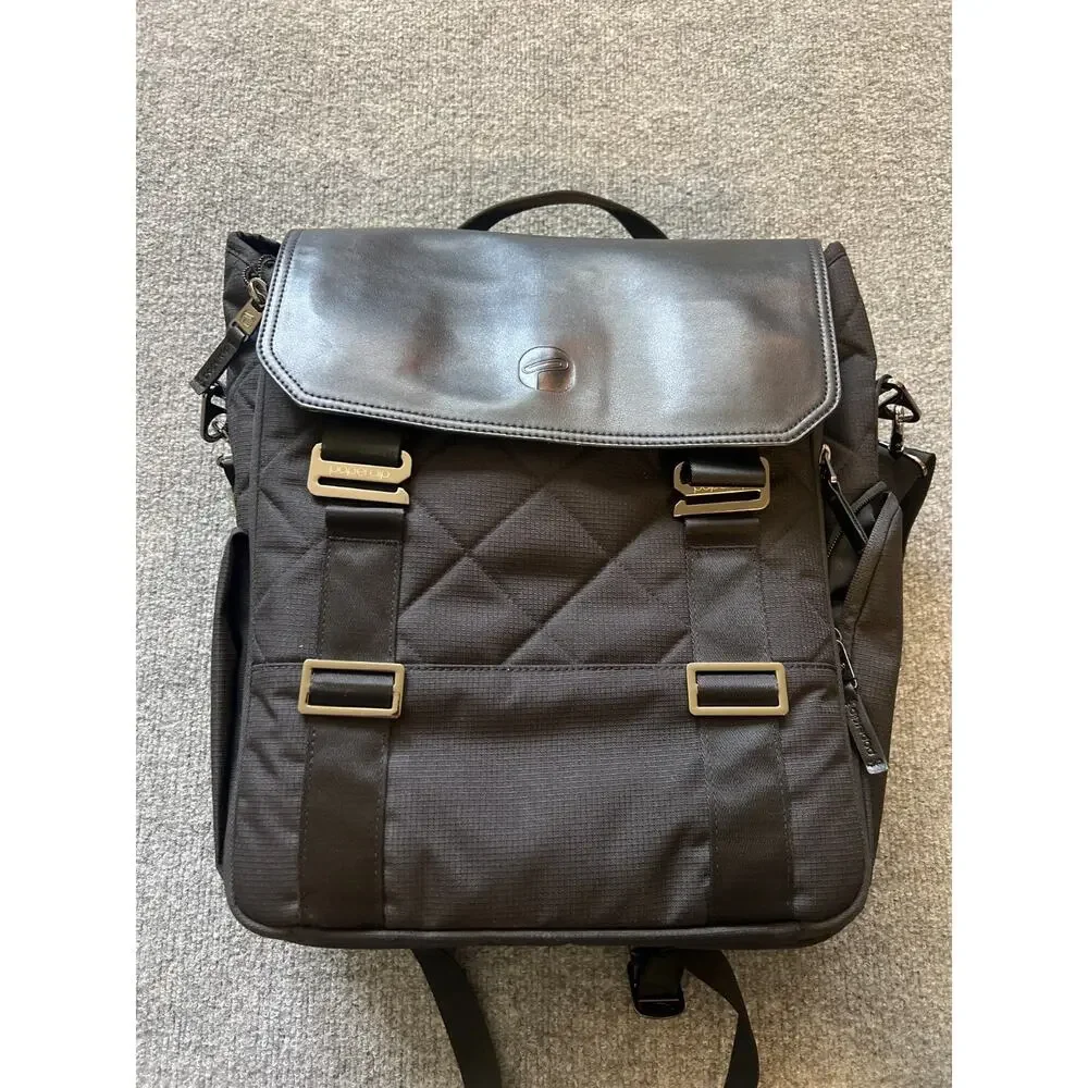 Paperclip Willow Vegan Quilted Black Diaper Bag Backpack with Changing Station